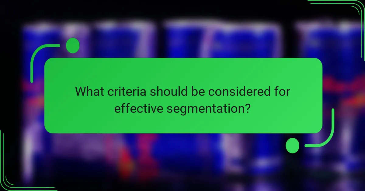 What criteria should be considered for effective segmentation?